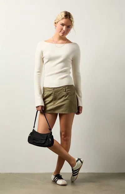 Your Favorite Women's Sage Ribbed Long Sleeve Sweater In Ivory