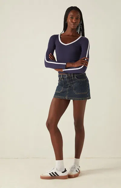 Your Favorite Women's Scottie Athletic Long Sleeve Top In Navy/white In Blue