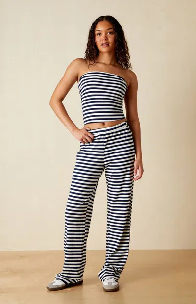 Your Favorite Women's Striped Knit Pants In Blue