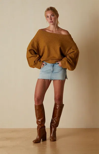 Your Favorite Women's Sunday Crew Neck Sweater In Gold In Brown