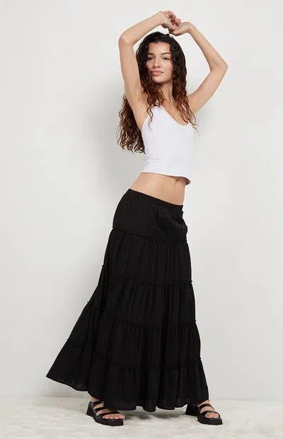 Your Favorite Women's Tiered Maxi Skirt In Black In Gray
