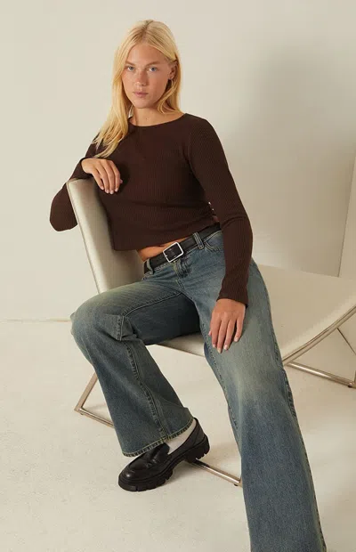 Your Favorite Women's Waffle Knit Long Sleeve Top In Brown