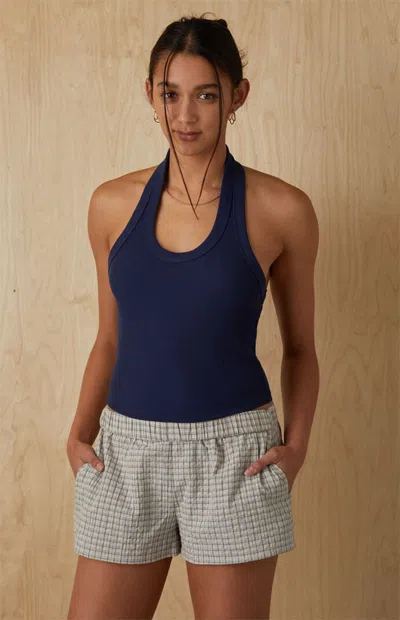 Your Favorite Women's Weekend Ribbed Halter Top In Navy In Blue