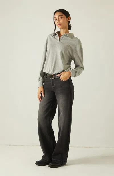 Your Favorite Women's Wendy Long Sleeve Polo Top In Heather Grey In Gray