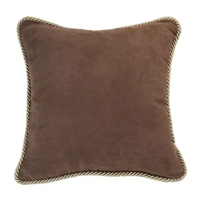 Your Lifestyle By Donna Sharp Suede With Braided Trim Square Throw Pillow In Brown