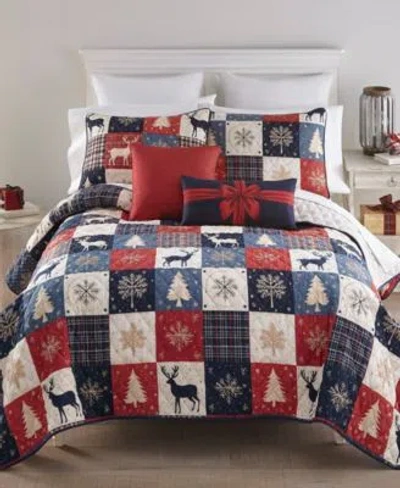Your Lifestyle Your Lifestlye Noel Patch Quilt Sets In Blue,red