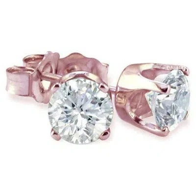 Pre-owned Your Own Diamond 3/4ct Natural Round Diamond Solitaire Studs Earrings 14k Solid Rose Gold 4.40mm In White