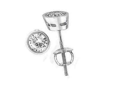 Pre-owned Your Own Diamond Natural Diamond 3/4ct Bezel Set Solitaire Studs Earrings 14kt White Gold 4.40mm