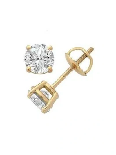Pre-owned Your Own Diamond Prong Basket Set Round Diamond 3/4ct Solitaire Studs Earrings 14k Yellow Gold In White