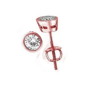 Pre-owned Your Own Diamond Real Diamond 0.70ct Solitaire Studs Earrings 14k Rose Gold Appraisal Bezel Set In White