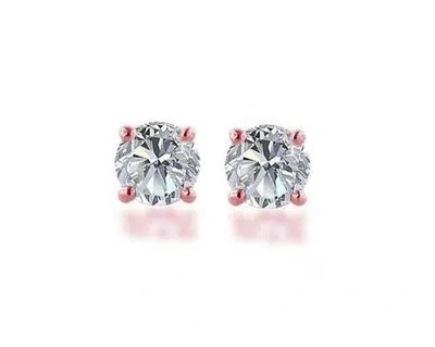 Pre-owned Your Own Diamond Real Diamond Solitaire Studs Earrings 0.70ct Four Prong Set Rose Gold Appraisal In White