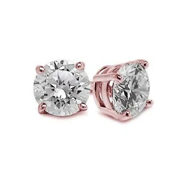 Pre-owned Your Own Diamond Round Diamond 0.70ct Prong Set Solitaire Studs Earrings 14kt Rose Gold Appraisal In White