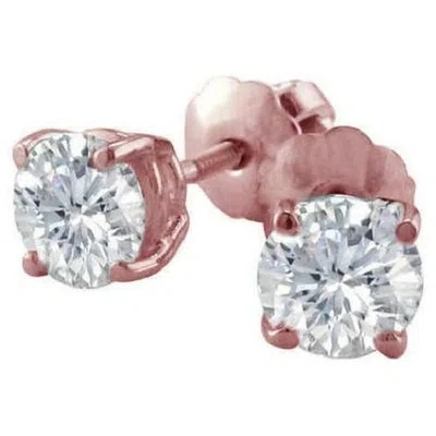 Pre-owned Your Own Diamond Solitaire Studs Earrings 0.70ct Real Diamond 14k Rose Gold Screw Back Prong Set In White