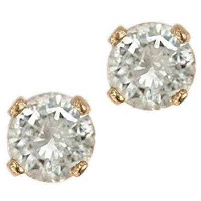 Pre-owned Your Own Diamond Solitaire Studs Earrings 0.70ct Round Diamond 14kt Yellow Gold 4.40mm Prong Set In White