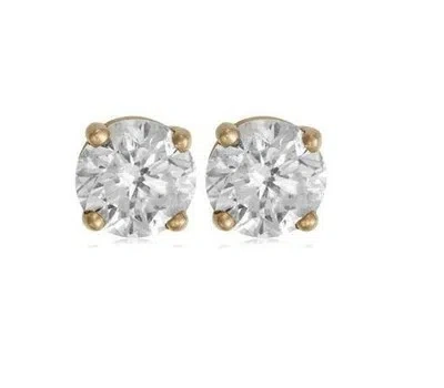 Pre-owned Your Own Diamond Solitaire Studs Earrings 0.70ct Round Diamond Prong Set 14kt Solid Yellow Gold In White