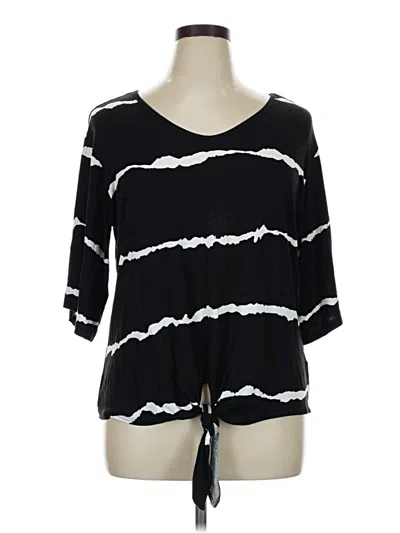 Pre-owned Your Style 3/4 Sleeve Top Black Keyhole Neckline Tops