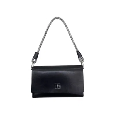 Yourhandbags Women's Black Leather Candy Bag With Black Gray Short Rope Strap