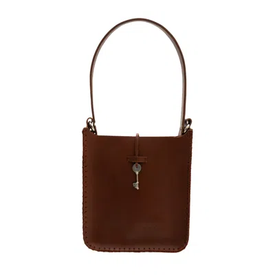 Yourhandbags Women's Brown Leather Bag With Key Detail Bag