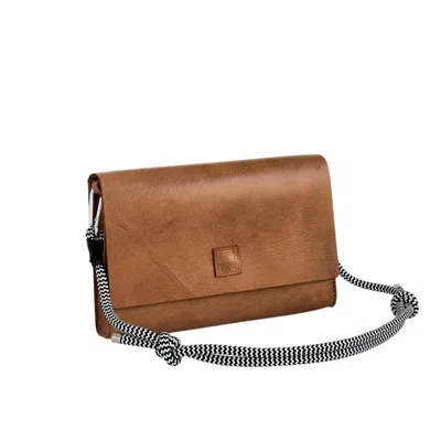 Yourhandbags Women's Brown Leather Candy Bag With Black White Rope Strap