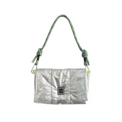 Yourhandbags Women's Silver / Green Silver Candy Bag With Grey Neon Green Strap In Multi