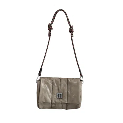 Yourhandbags Women's Silver Mink Candy Bag With Army Green Pink Rope Strap