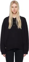 Youth Black Asymmetric Polo In Black