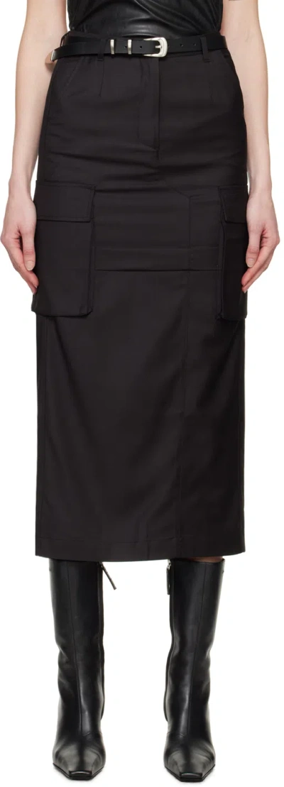 Youth Black Cargo Pocket Maxi Skirt
