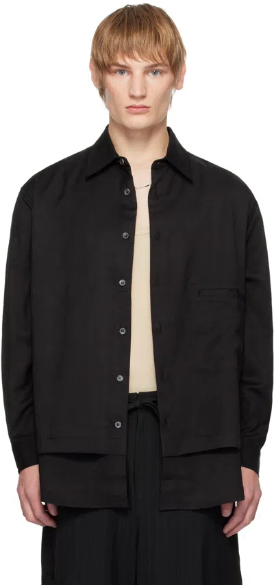 Youth Black Layered Faux-suede Shirt