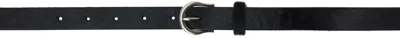 Youth Black Long Leather Belt In Black Calf Hair