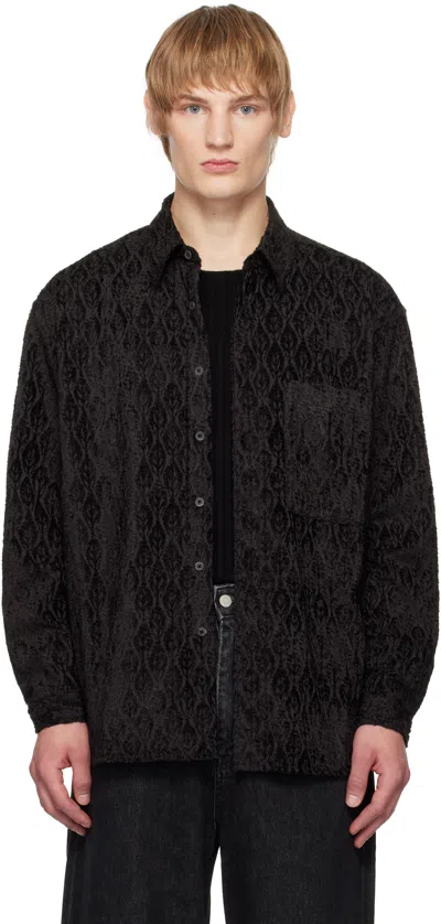 Youth Black Loosed Shirt In Black Jacquard