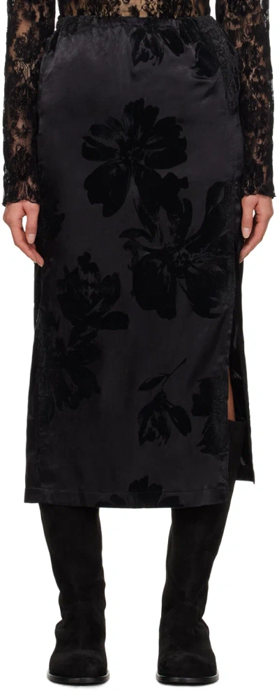 Youth Black Side-slit Midi Skirt