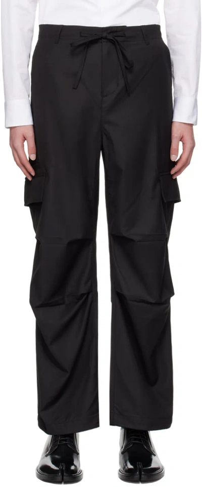 Youth Black Wide-leg Cargo Trousers