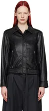 YOUTH BLACK ZIP FAUX-LEATHER JACKET