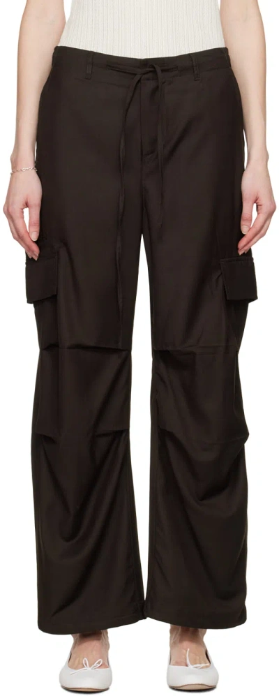 Youth Brown Wide-leg Cargo Trousers