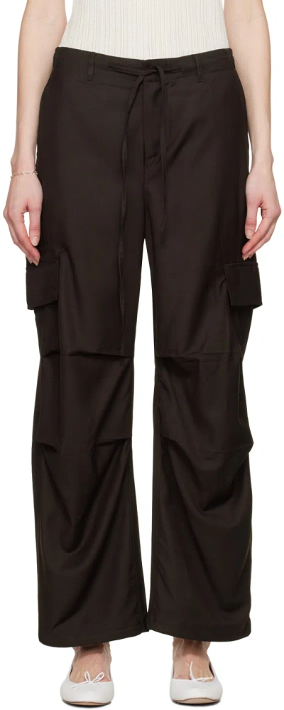 Youth Brown Wide-leg Cargo Pants
