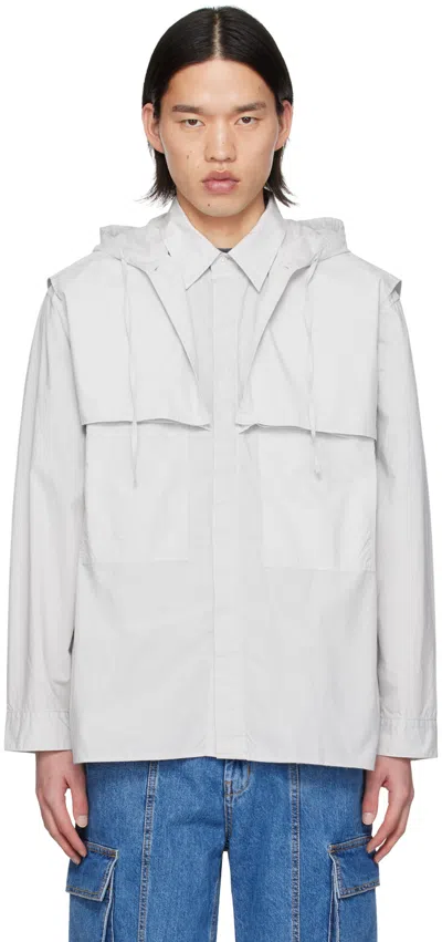 Youth Gray Hooded Shirt In Light Grey