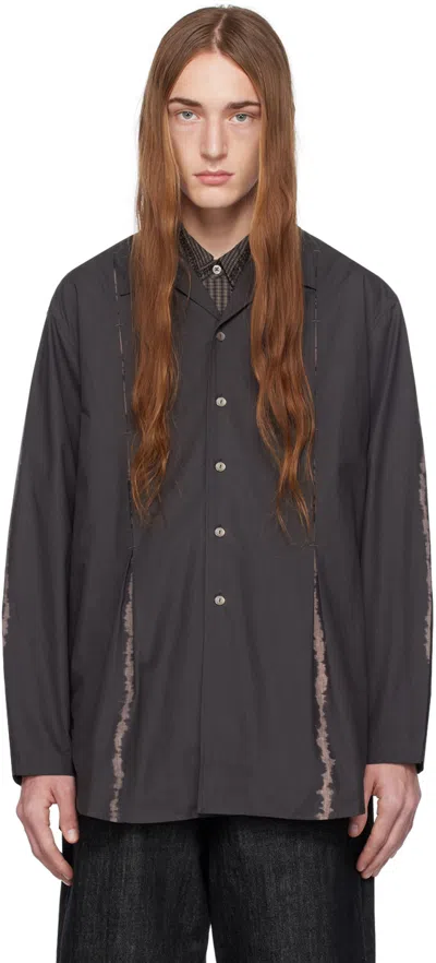 Youth Gray Inverted Pleat Shirt In Charcoal Grey
