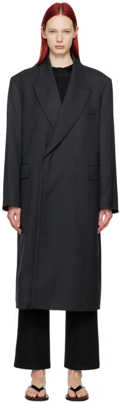 Youth Gray Oversized Coat In Charcoal Grey