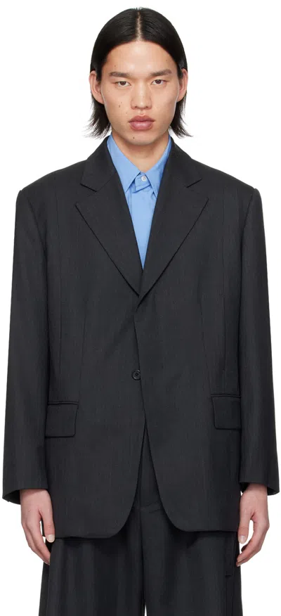 Youth Gray Tailored Blazer In Charcoal Grey