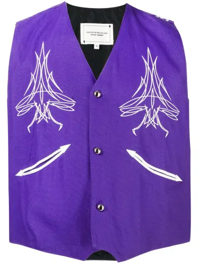 Youths In Balaclava Graphic-print Sleeveless Vest In Purple