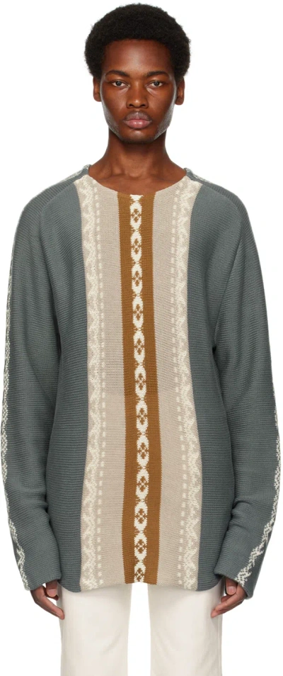 Youths In Balaclava Gray Floral Sweater In Grey