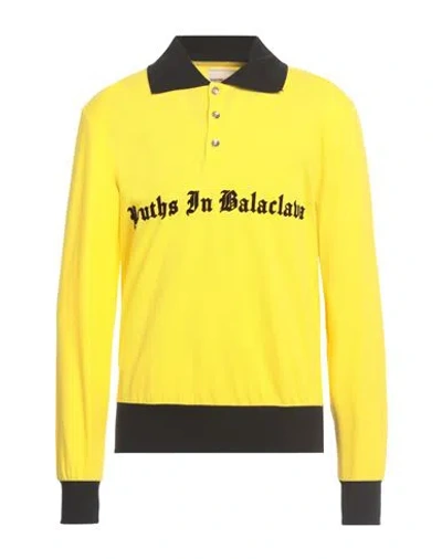 Youths In Balaclava Man Polo Shirt Yellow Size Xl Cotton