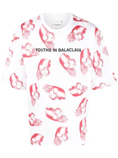 Youths In Balaclava Skull-print Logo T-shirt In White
