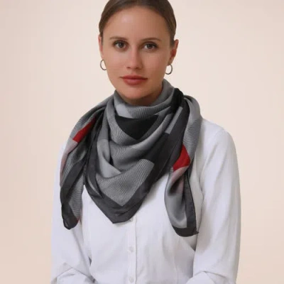Youzey Checkered & Trimmed Ultrasoft Lightweight Scarf In Grey/red