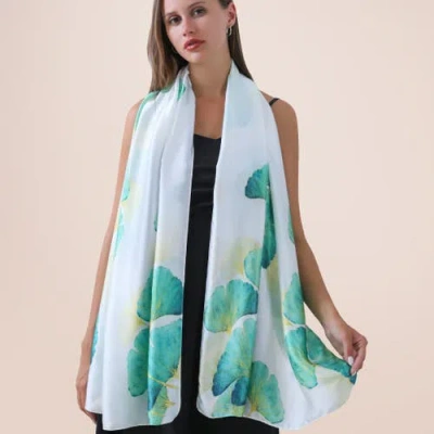 Youzey Clover Green & White Lightweight Scarf In Multi