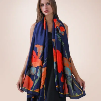 Youzey Koi Pond Floral Scarf In Blue
