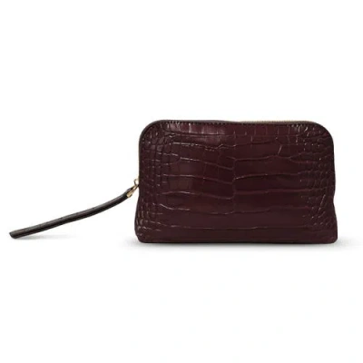 Youzey Muse Mini Croc Cosmetic Clutch In Brown