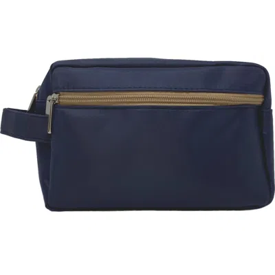 Youzey Navy Toiletry Bag With Tan Zipper In Blue