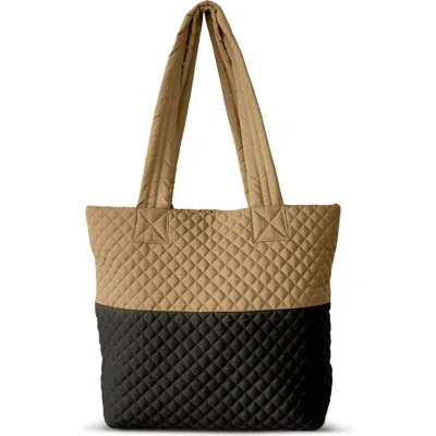 Youzey Newport Two-tone Quilted Tote Bag In Brown