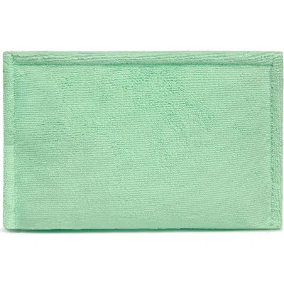 Youzey Seafoam Block Velvet Cosmetic Bag In Green